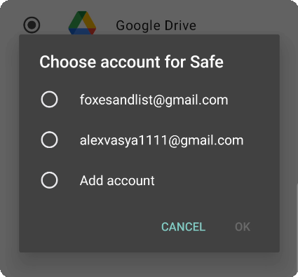 Choose Google account for Safe
