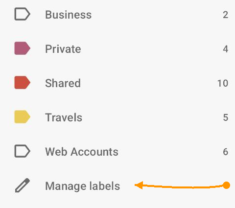 Left menu then Manage Labels