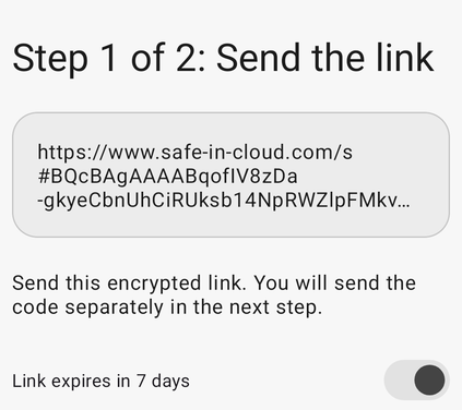 Step 1 sends the encrypted link