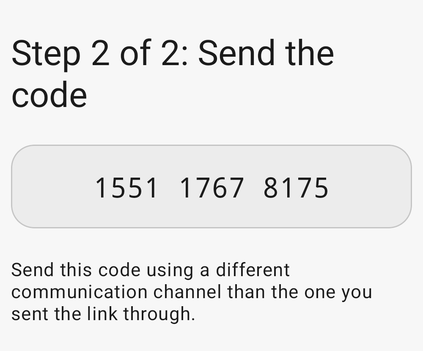 Step 2 sends the code separately