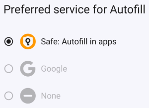 Correctly configured autofill in Safe
