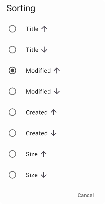 Sort options