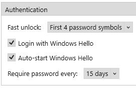 Authentication settings on Windows