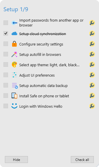 Click wrench button to setup