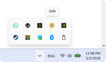 Safe in the system tray