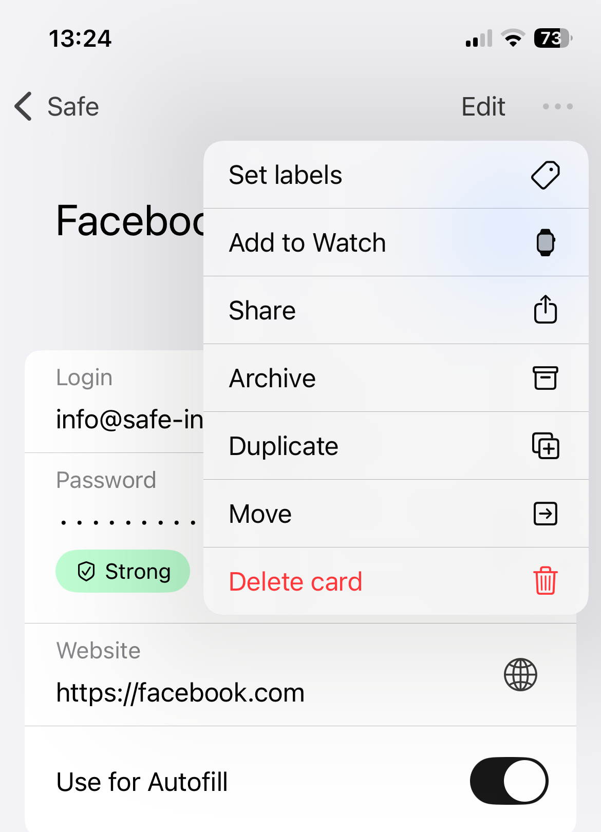 Tap Add to Watch in the card menu